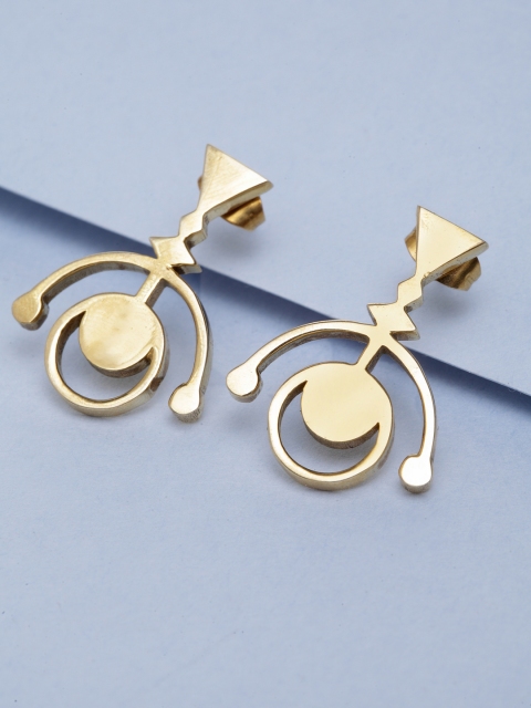 PANASH Gold-Plated Contemporary Drop Earrings
