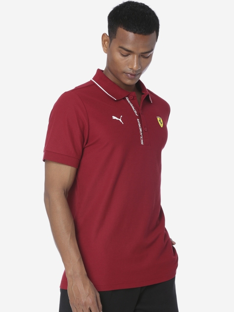 PUMA Motorsport Men Maroon Rhubarb Printed Polo Collar T-shirt