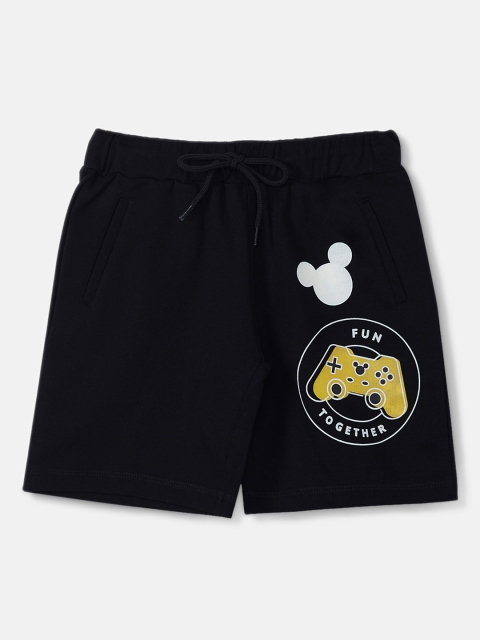 DISNEY X ZILINGO Boys Black Mickey and Friends Printed Regular Fit Regular Shorts
