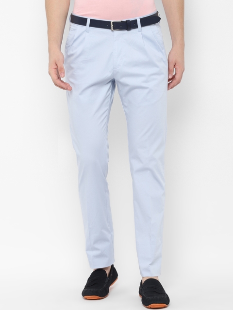 Allen Solly Men Blue Regular Fit Solid Regular Trousers