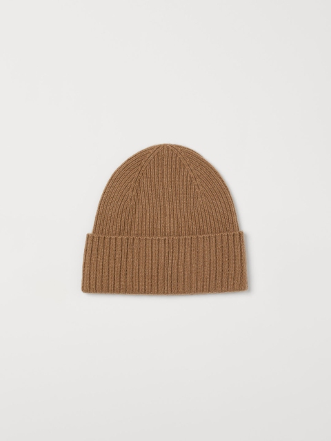 H&M Men Beige Solid Cashmere Beanie