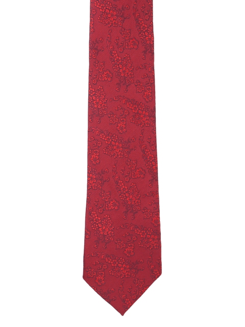 Peter England Red Woven Design Broad Tie