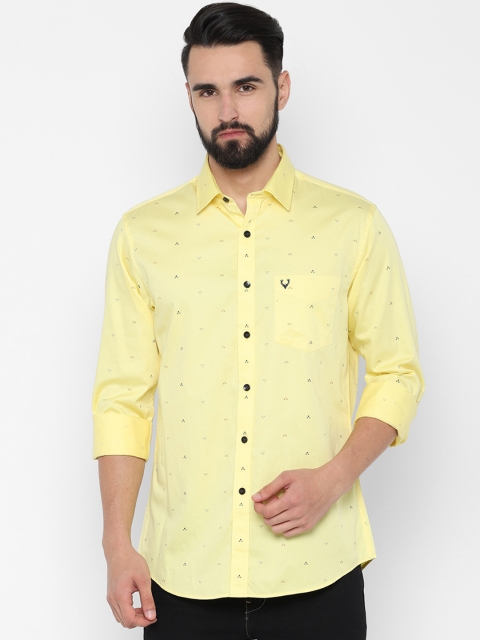 Allen Solly Men Yellow Slim Fit Printed Casual Shirt