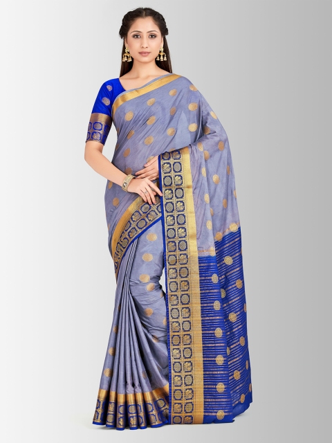 MIMOSA Lavender & Gold-Toned Poly Crepe Embellished Mysore Silk Saree