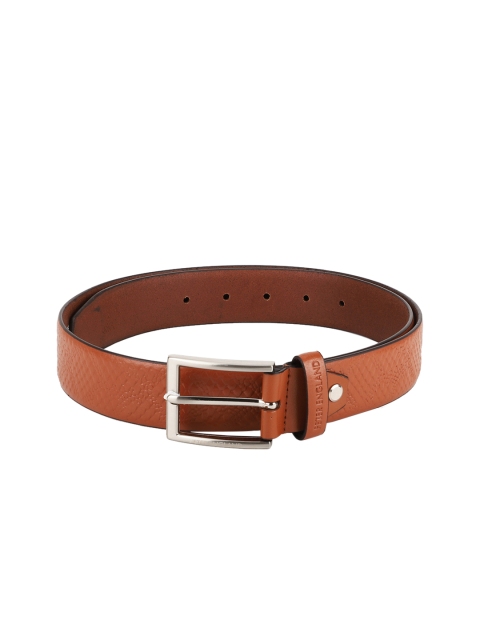 Peter England Men Brown Leather Textured Belt