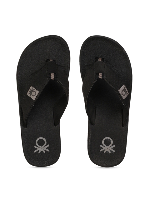 United Colors of Benetton Men Black Solid Thong Flip-Flops