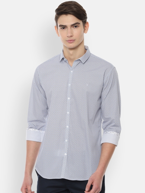 V Dot Men Blue Slim Fit Printed Casual Shirt