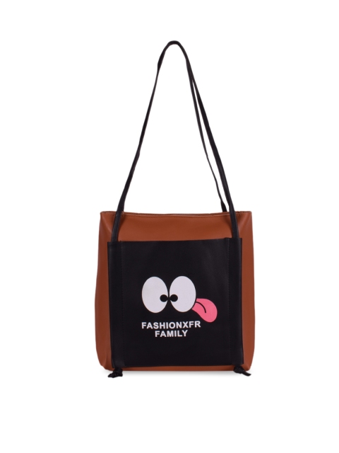 Bagkok Black & Brown Printed Shoulder Bag