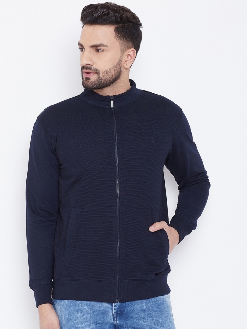 PORTBLAIR Men Navy Blue Solid Lightweight Jacket