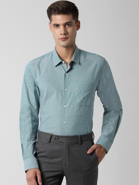 Peter England Men Blue Slim Fit Solid Formal Shirt