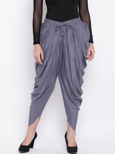 Rivi Women Grey Solid Cotton Dhoti Pants