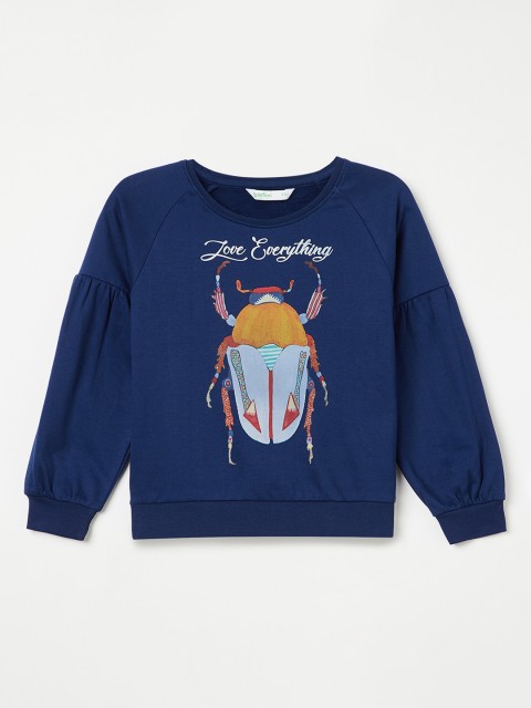Bossini Girls Navy Blue Printed Sweatshirt