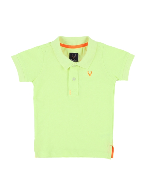 Allen Solly Junior Boys Green Solid Polo Collar T-shirt