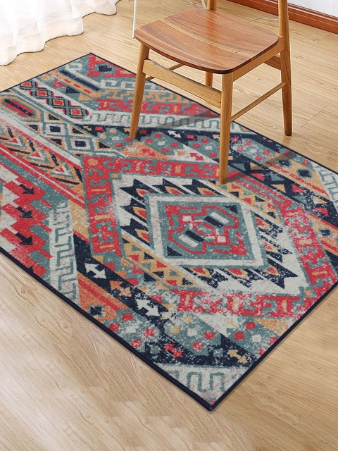 RUGSMITH Multicoloured Patterned Anti-Skid Rectangle Carpet, Multi