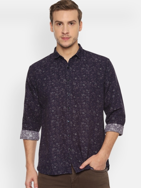 V Dot Men Purple Slim Fit Printed Casual Shirt