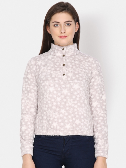 Yaadleen Women Grey & White Printed Sweatshirt
