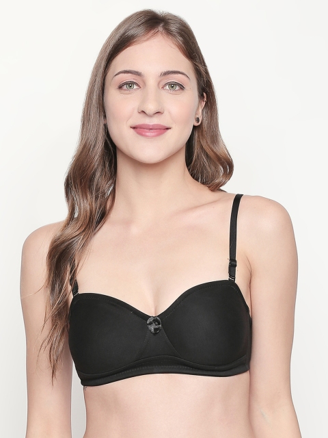 Lady Love Black Solid Non-Wired Non Padded Balconette Bra LLBR8082