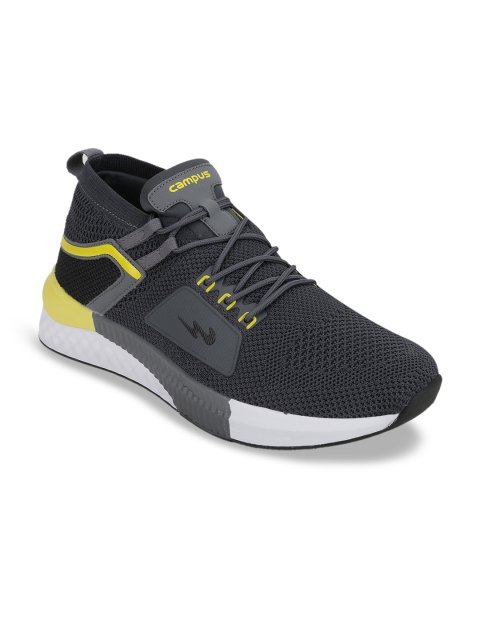Campus Men Grey & Black Running Shoes