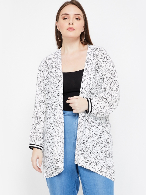 nexus Plus Size Women White Black Printed Open Front Shrug
