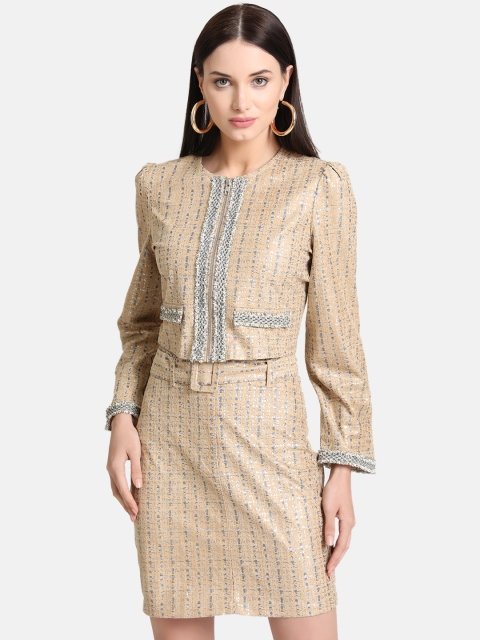 Kazo Women Beige Striped Jacket