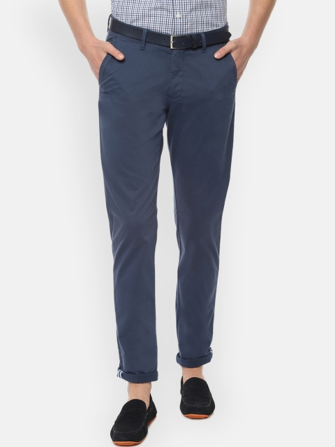 Van Heusen Sport Men Navy Blue Slim Fit Solid Regular Trousers