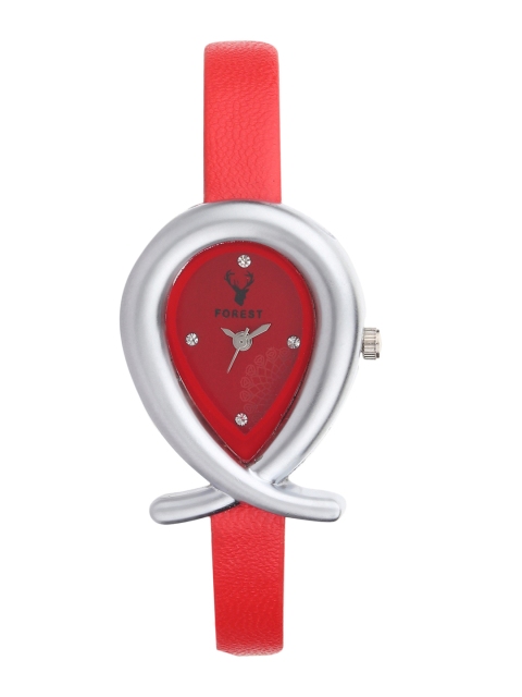 Hobforestessentials Women Red Analogue Watch