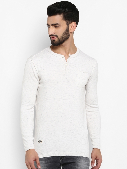 Mufti Men Off-White Solid Sweatshirt