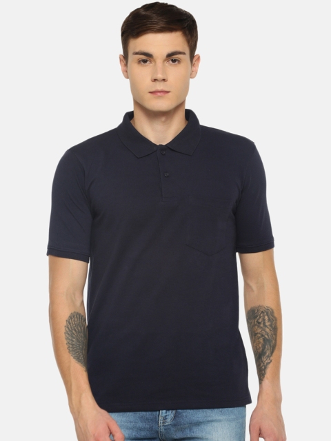 Dollar Bigboss Men Navy Blue Solid Polo Collar T-shirt
