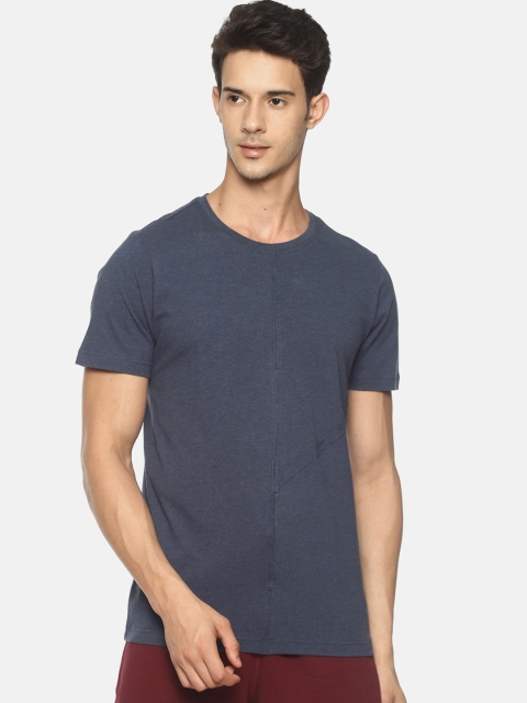 Soul Space Men Blue Solid Round Neck T-shirt