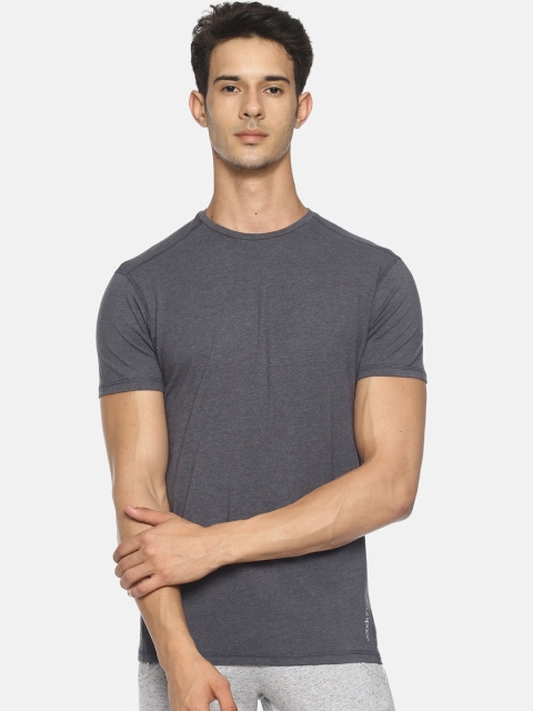 Soul Space Men Grey Melange Solid Round Neck T-shirt