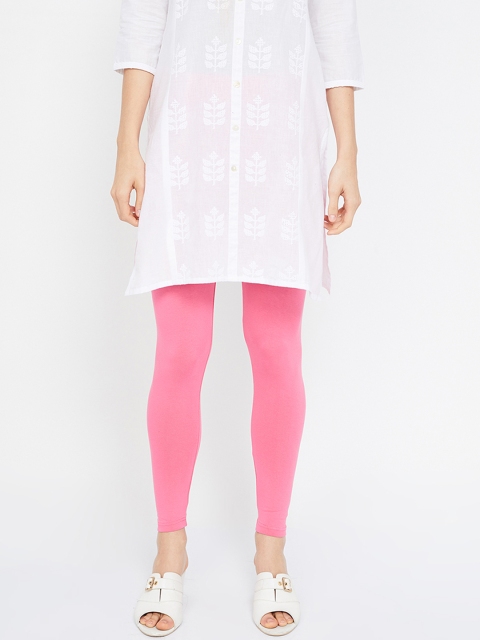 Melange by Lifestyle Women Pink Solid Churidar-Length Leggings