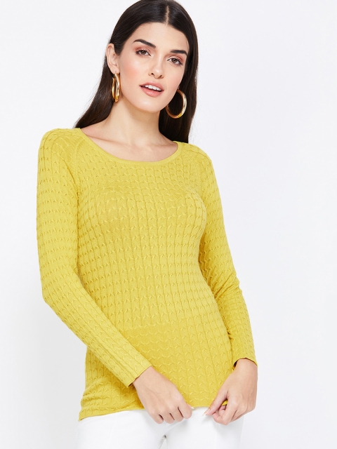 CODE by Lifestyle Women Yellow Self Design Top