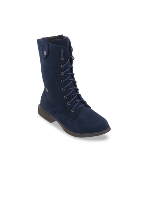 SHUZ TOUCH Women Blue Solid High-Top Heeled Boots