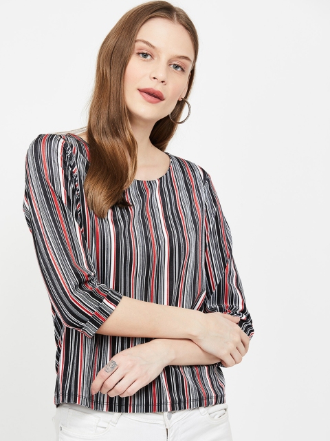 Bossini Women Black & Red Striped Top