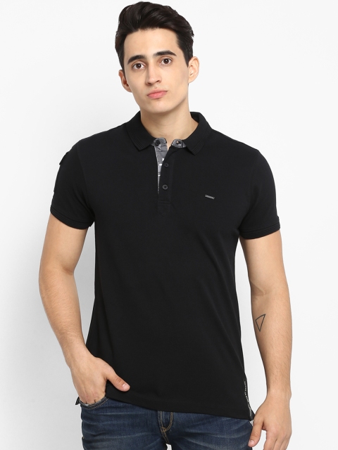 SPYKAR Men Black Solid Polo Collar T-shirt