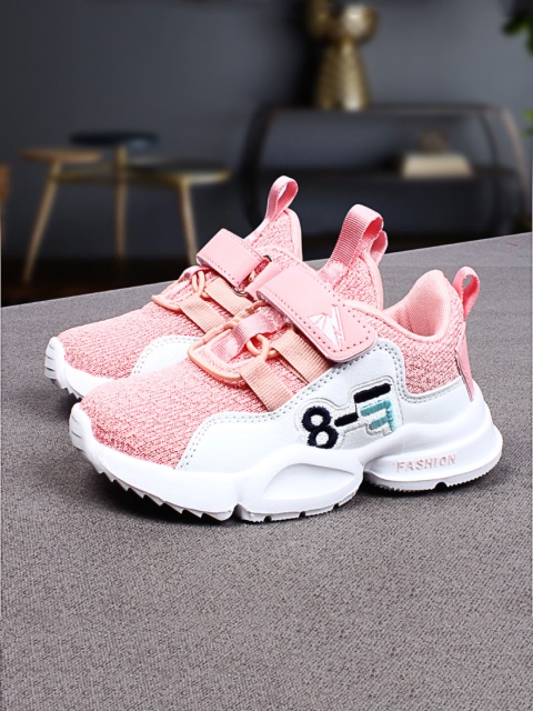 Walktrendy Girls Pink& White Colourblocked Sneakers