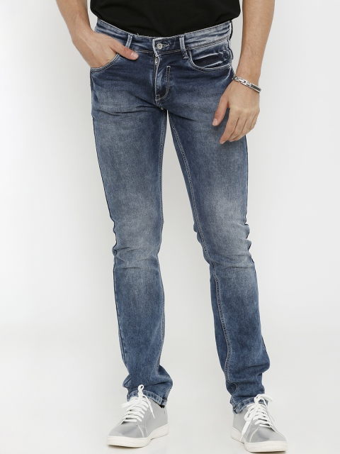 Rex Straut Jeans Men Blue Tapered Fit Mid-Rise Clean Look Stretchable Jeans