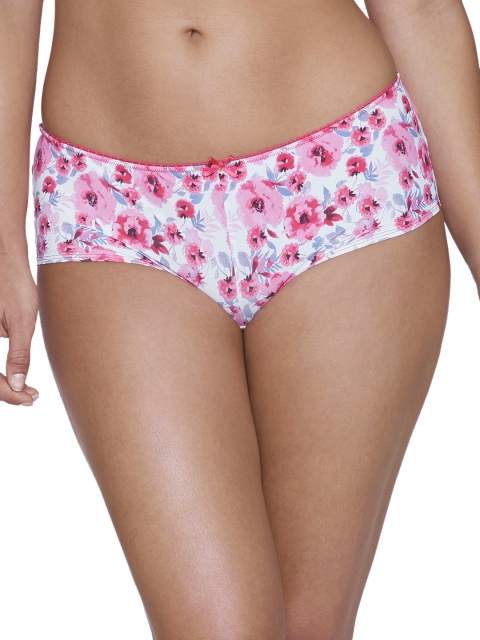 Ultimo Plus Size Women White Pink Printed Hipster Briefs Y0007