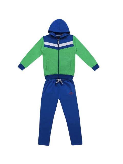 Lil Tomatoes Boys Green & Blue Colourblocked Tracksuit