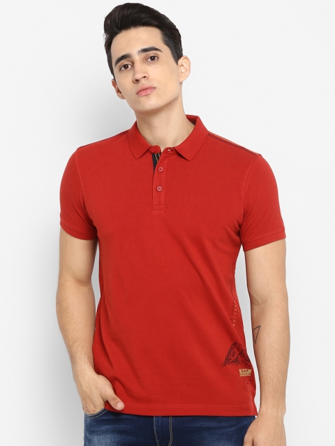 SPYKAR Men Red Printed Polo Collar T-shirt