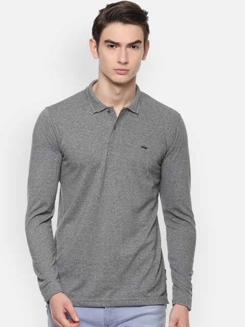 Van Heusen Sport Men Grey Solid Polo Collar T-shirt