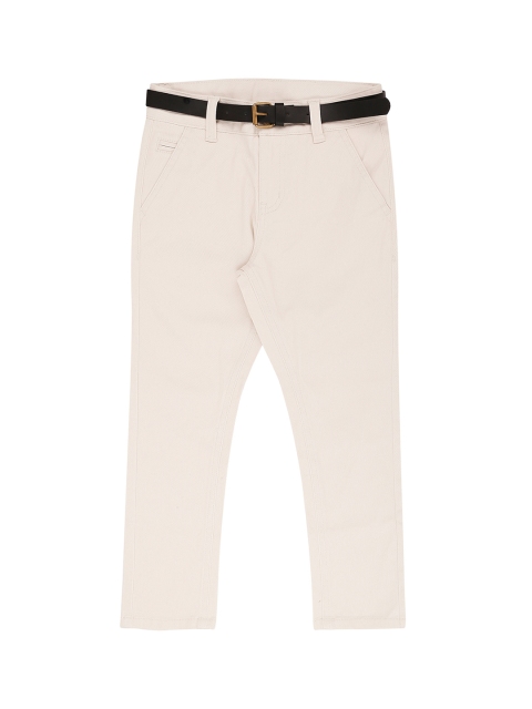Pantaloons Junior Boys Beige Regular Fit Solid Regular Trousers