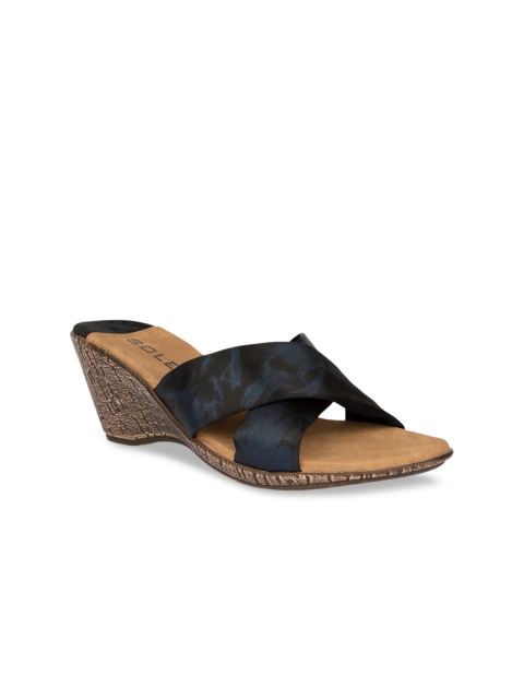 SOLES Women Blue Printed Wedges