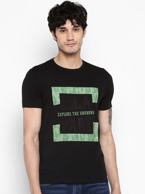 SPYKAR Men Black & Green Printed Round Neck T-shirt