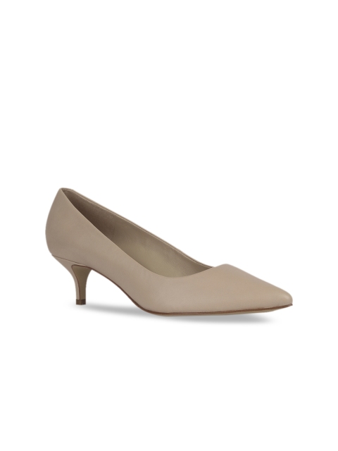 ALDO Women Beige Solid Leather Pumps