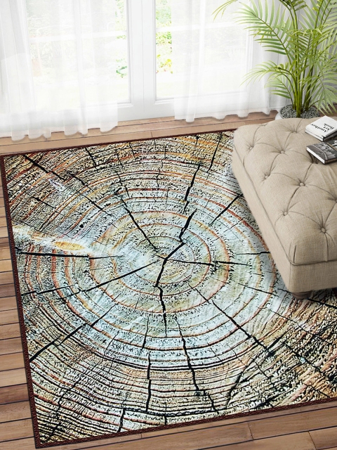 Status Blue & Beige Printed Nylon Anti-Skid Carpet