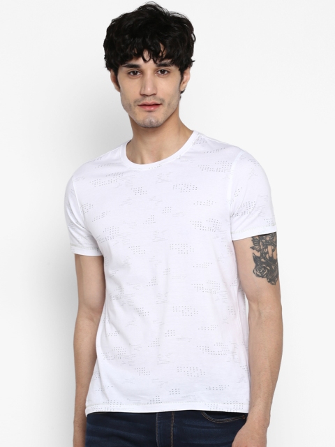 SPYKAR Men White Printed Round Neck T-shirt