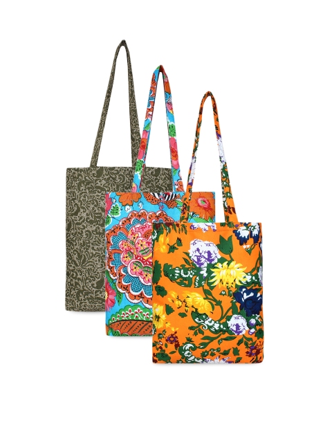 Anekaant Set Of 3 Printed Tote Bag, Multi