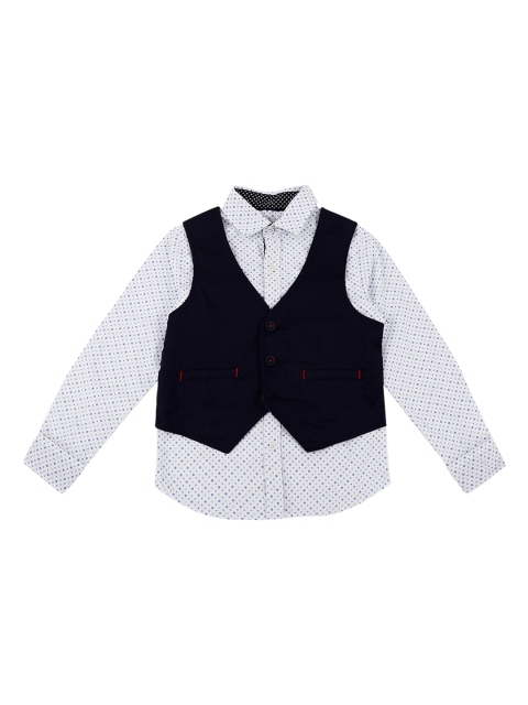 Pantaloons Junior Boys White Regular Fit Printed Casual Shirt