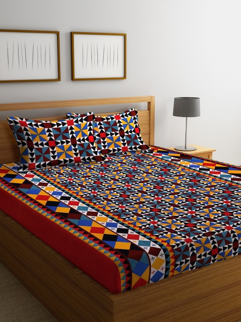 ROMEE Multicoloured Geometric 144 TC Cotton 1 Queen Bedsheet with 2 Pillow Covers, Multi
ROMEE Multicoloured Geometric 144 TC Cotton 1 Queen Bedsheet with 2 Pillow Covers, Multi